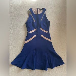 BCBG blue and tan cocktail dress. Worn once size 4